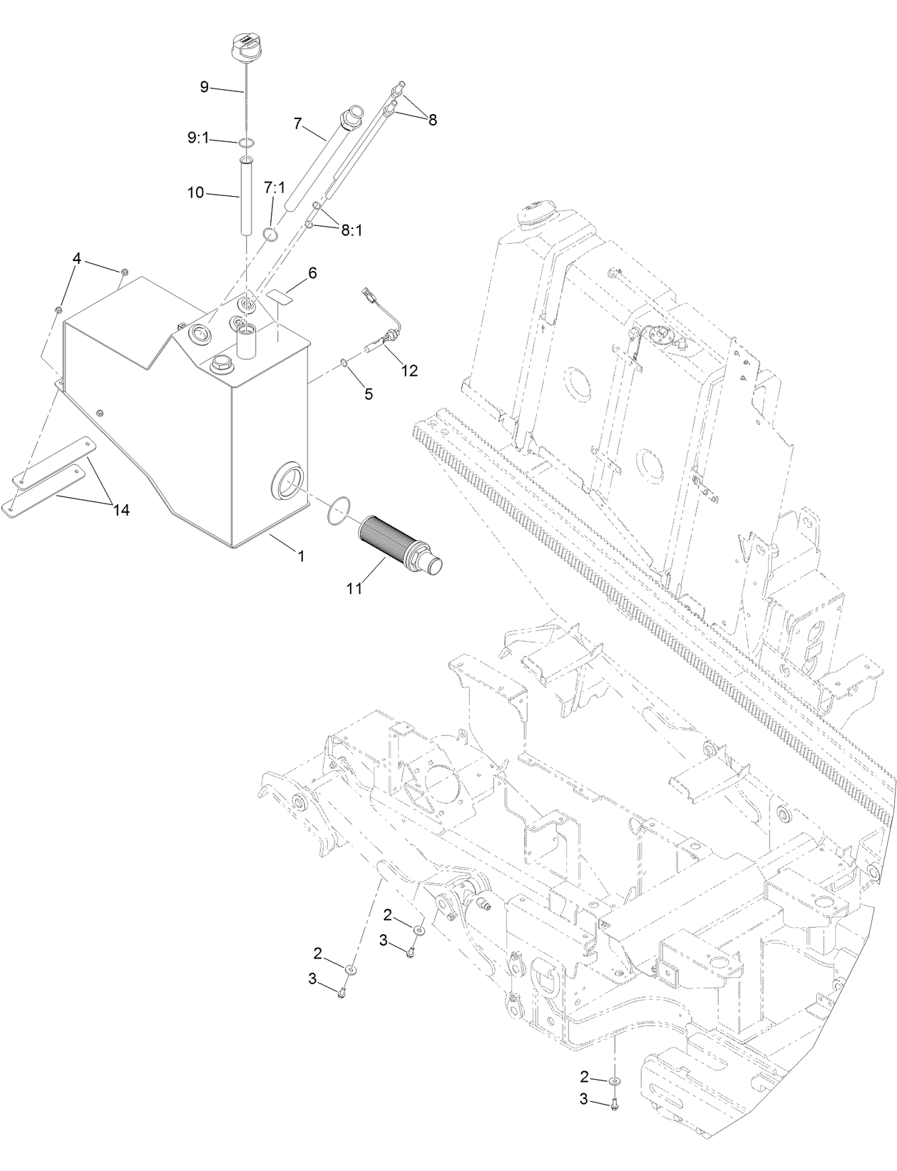 Hydraulic Fuel Tank and Fitting Assembly