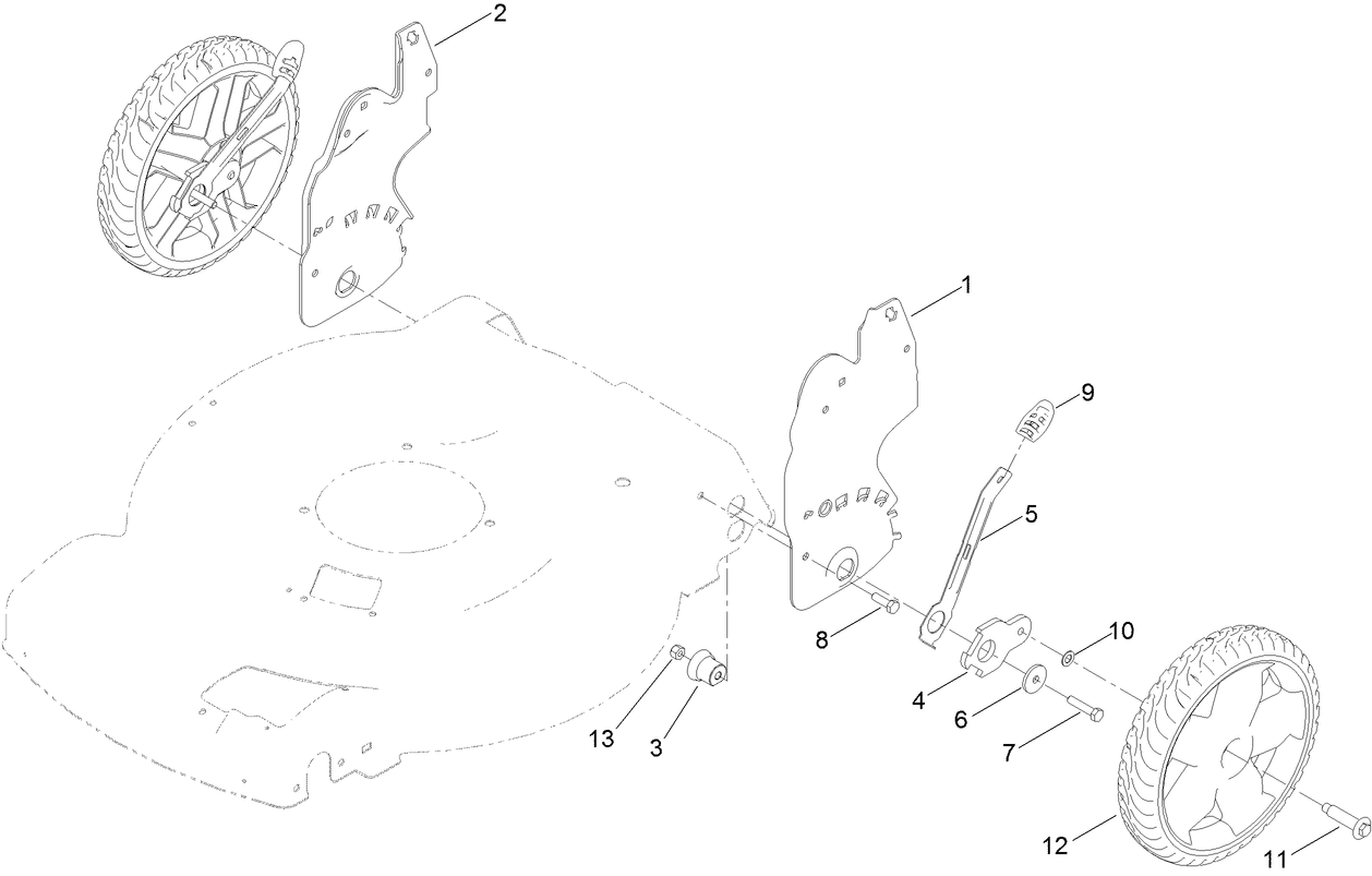 Rear Wheel and Height-of-Cut Assembly