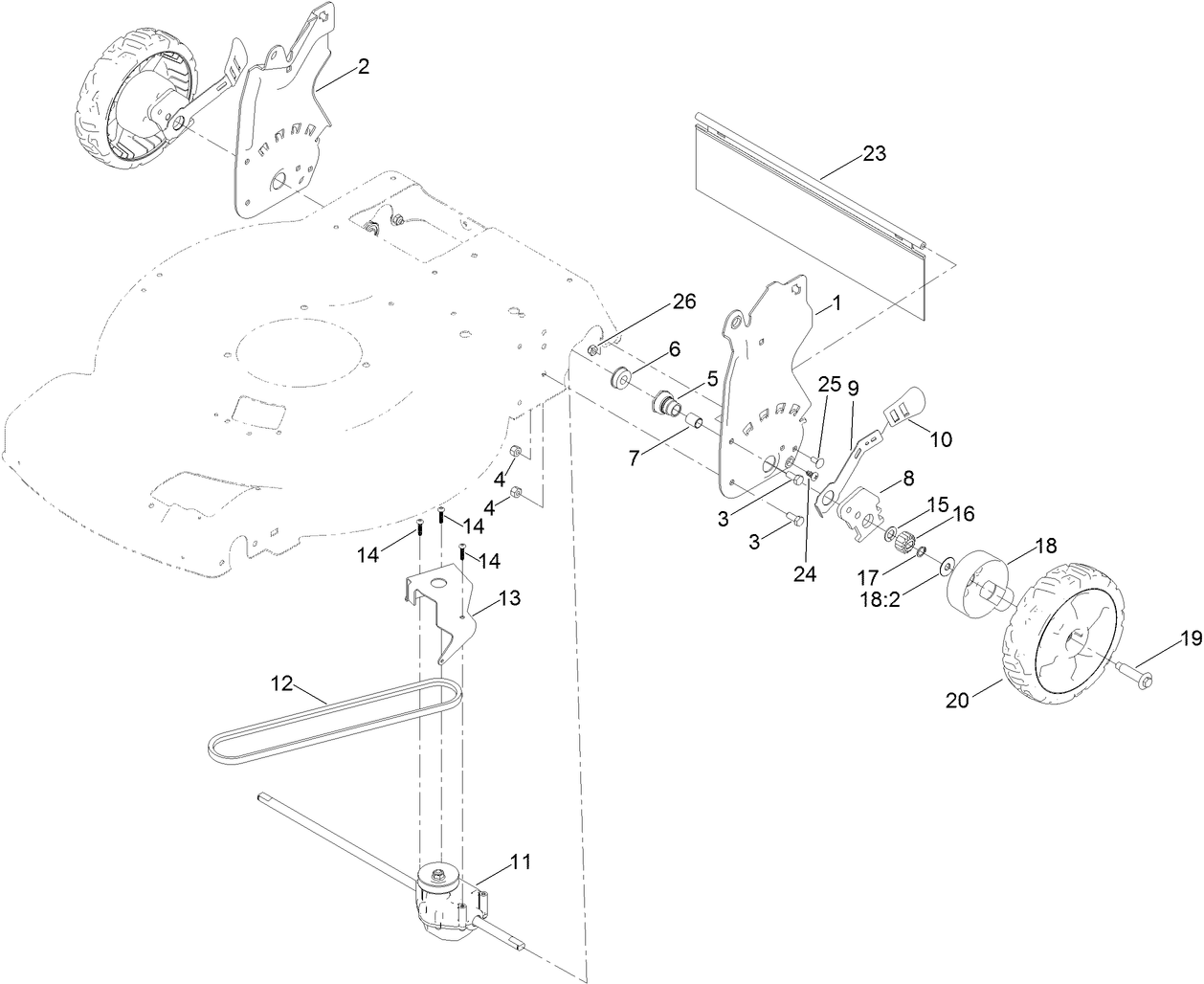Rear Wheel and Height-ofCut Assembly
