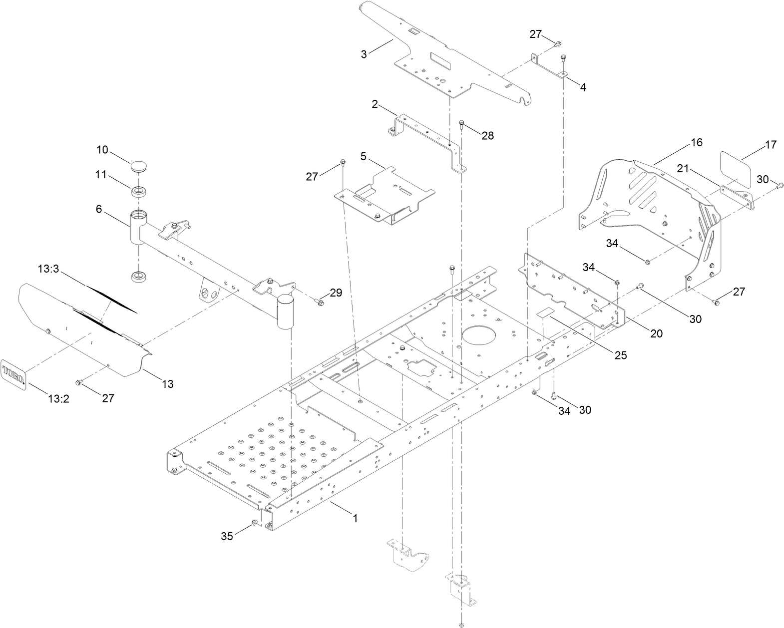 Frame, Front Axle and Caster Wheel Assembly