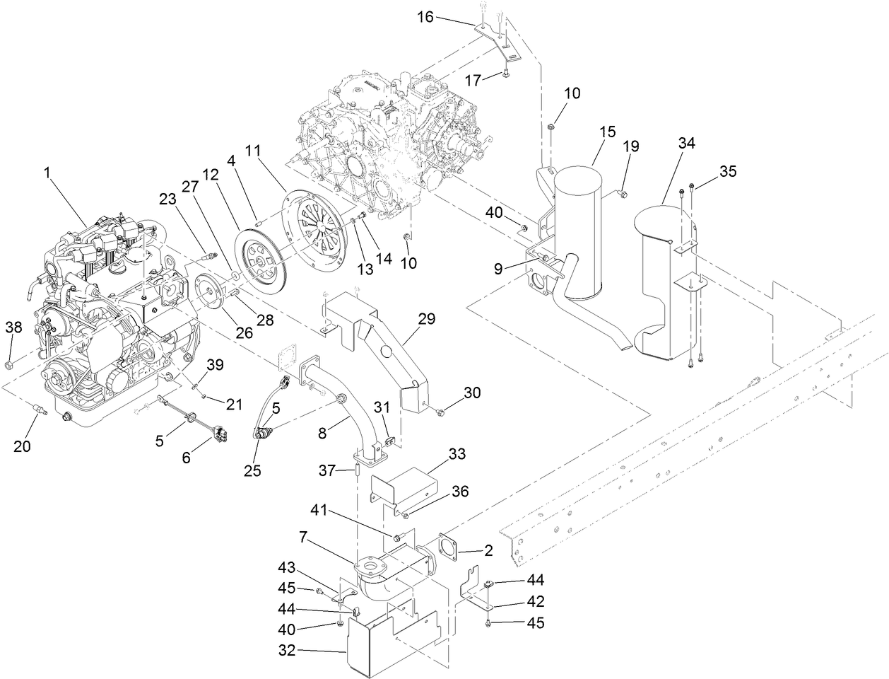 Engine and Exhaust Assembly
