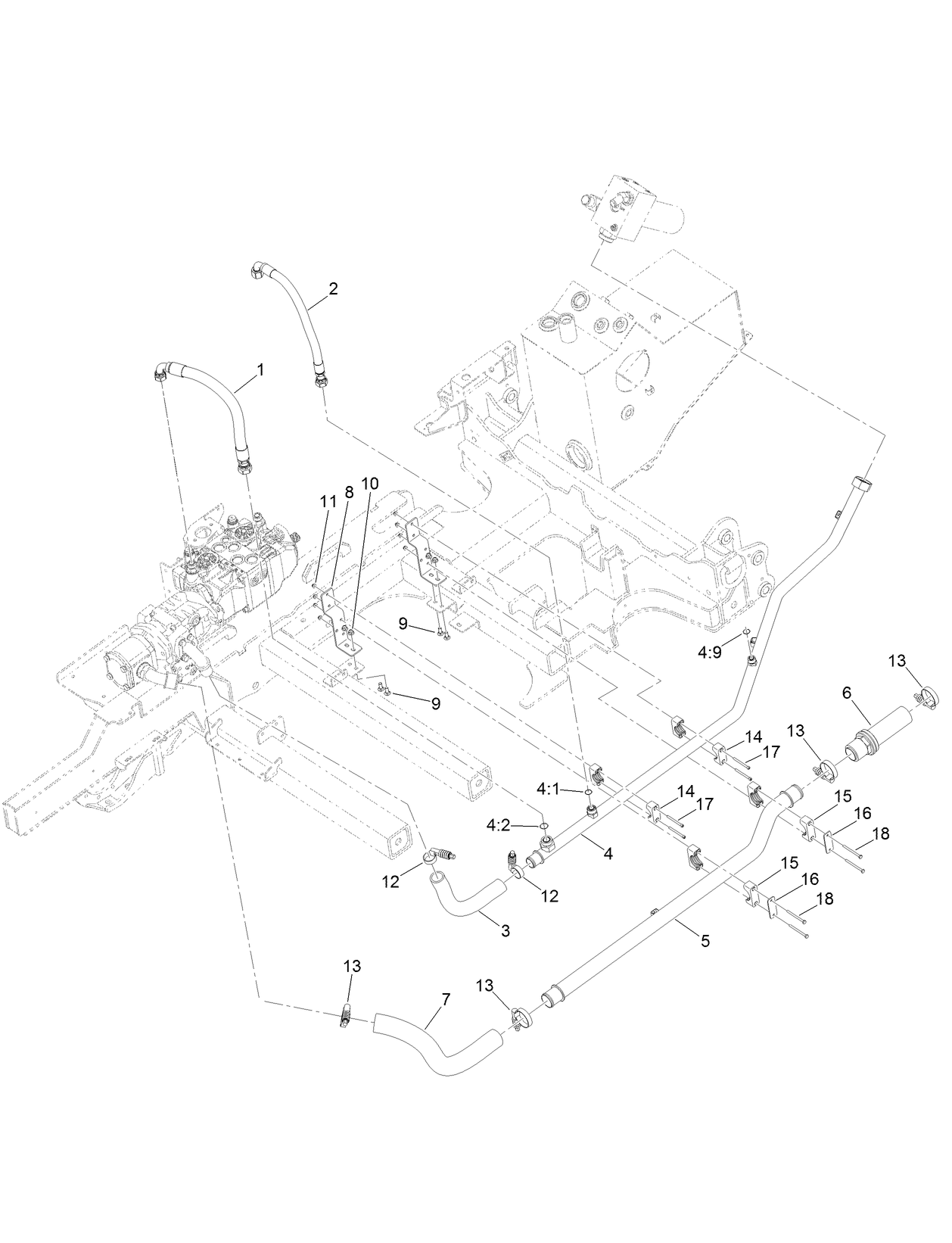 Suction Pump and Case Drain  Hydraulic Hose Assembly