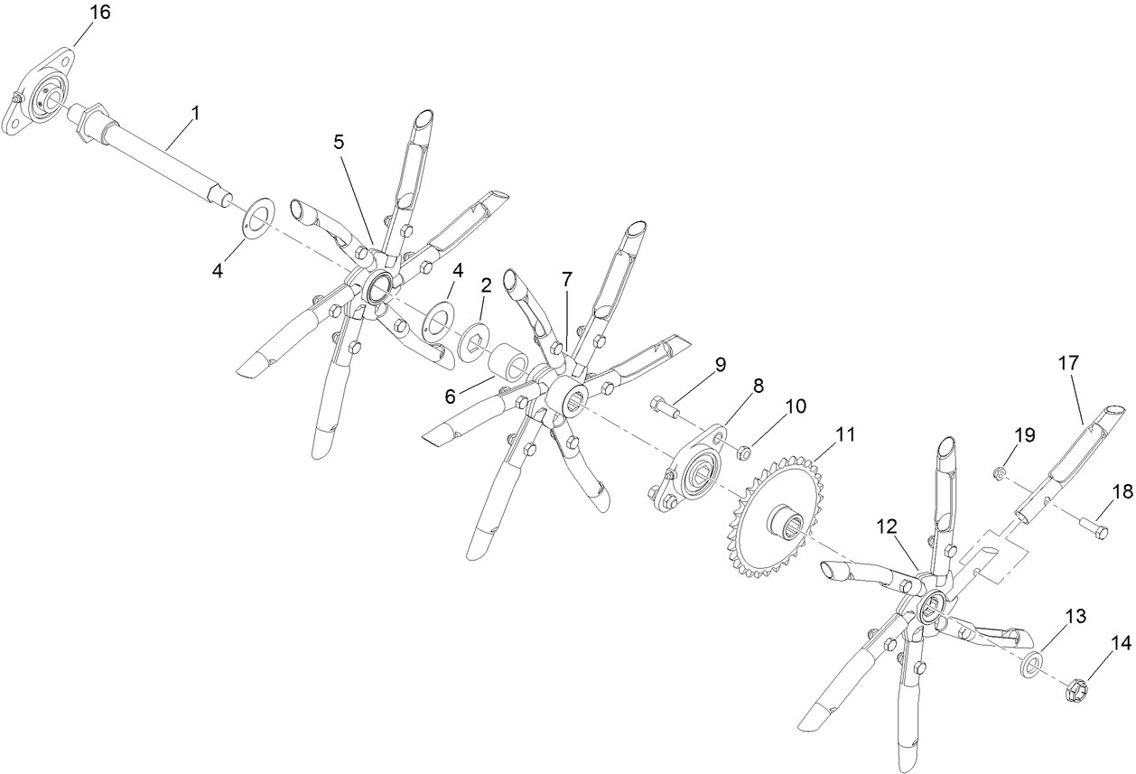 Left Hand Tine Wheel Assembly No. 126-9550