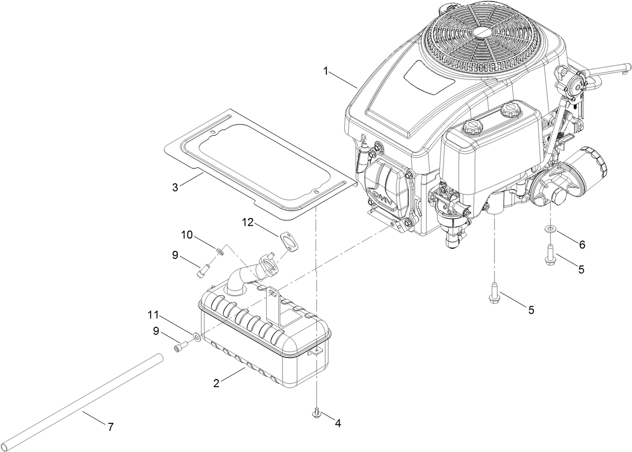 Engine and Muffler Assembly