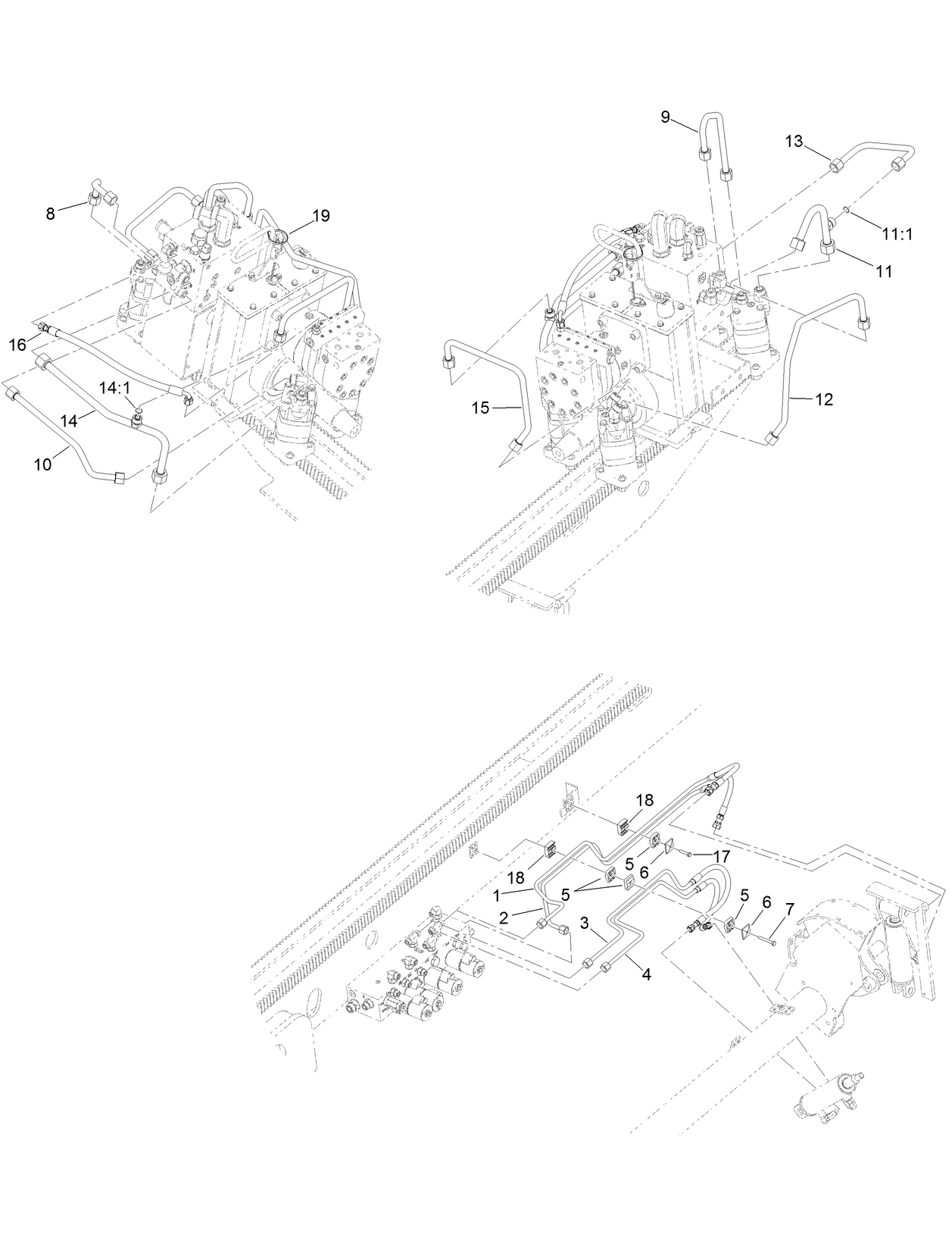 Carriage Rear Cam Hydraulic Tube Assembly