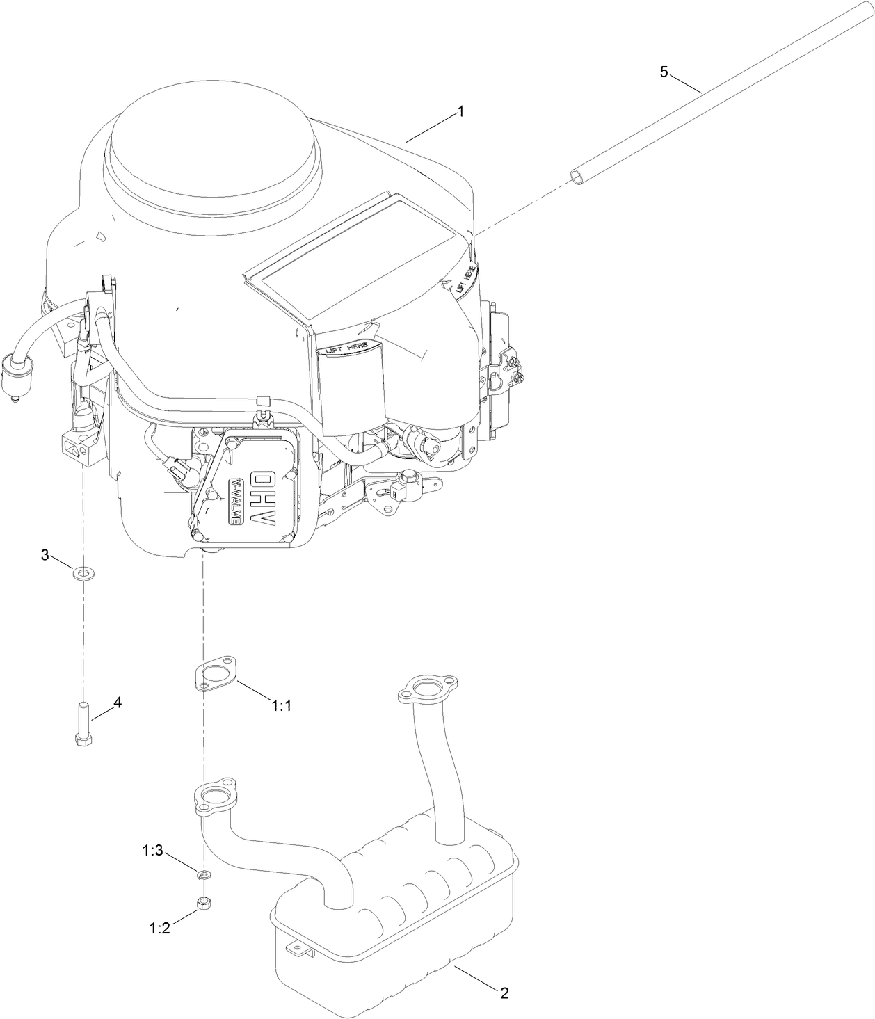 Engine and Muffler Assembly
