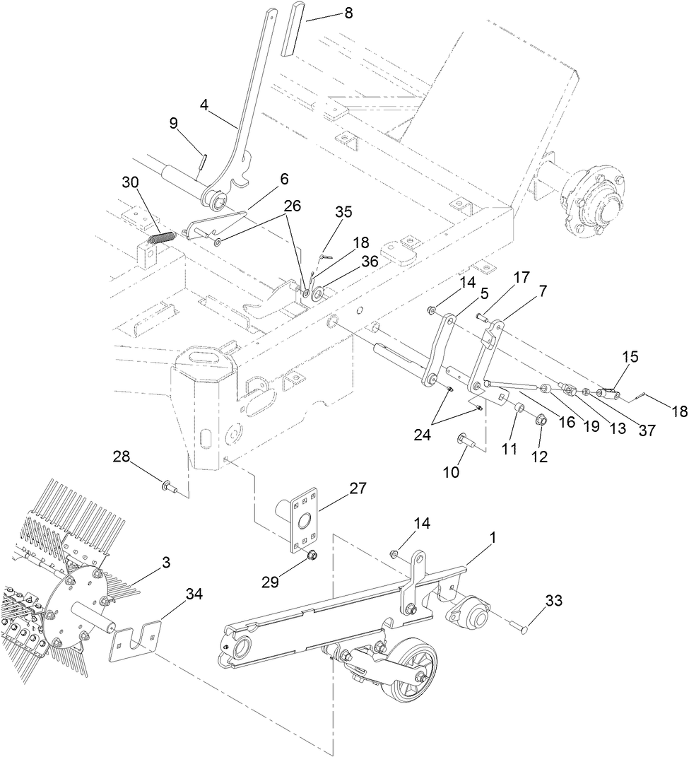 Rake and Trailing Arm Assembly