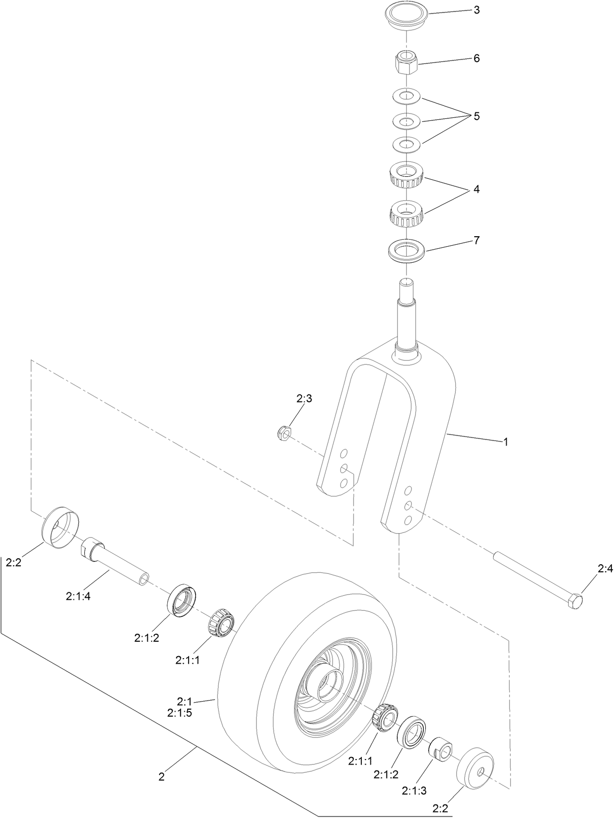 Caster Fork and Wheel Assembly