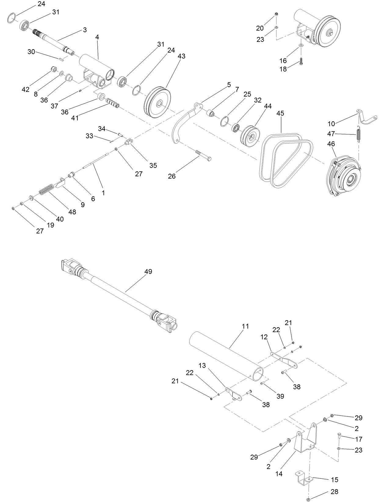 Transmission, PTO and Drive Shaft Assembly