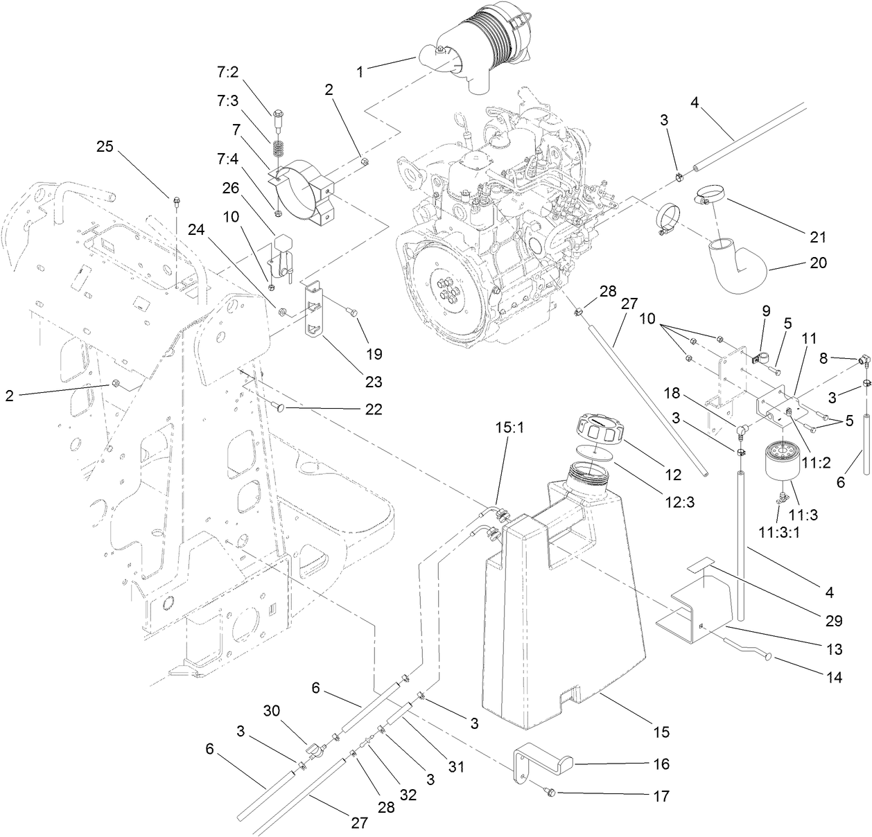 Fuel Tank and Air Filter Assembly