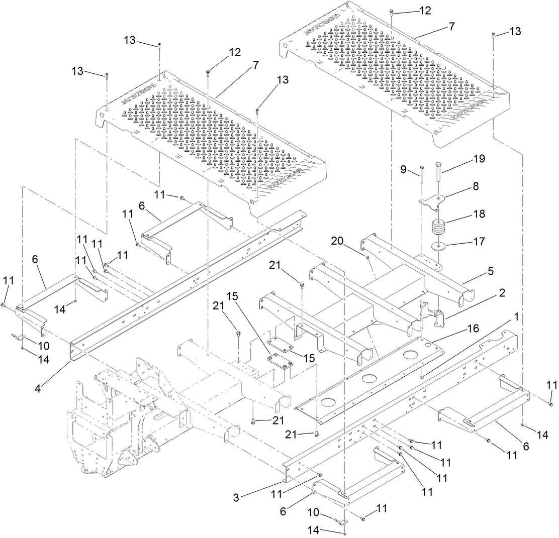 Floor Plate and Rear Suspension Mount Assembly