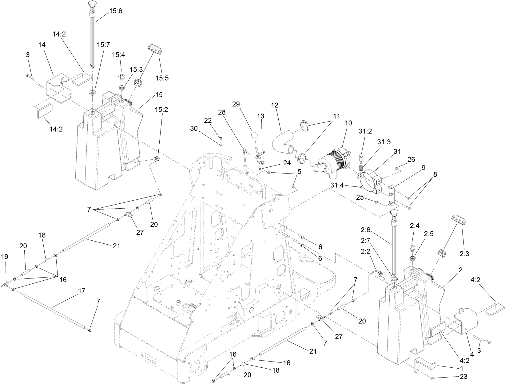 Fuel Tank and Air Filter Assembly