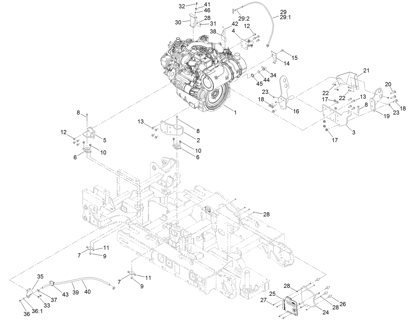 Engine and Mounting Assembly