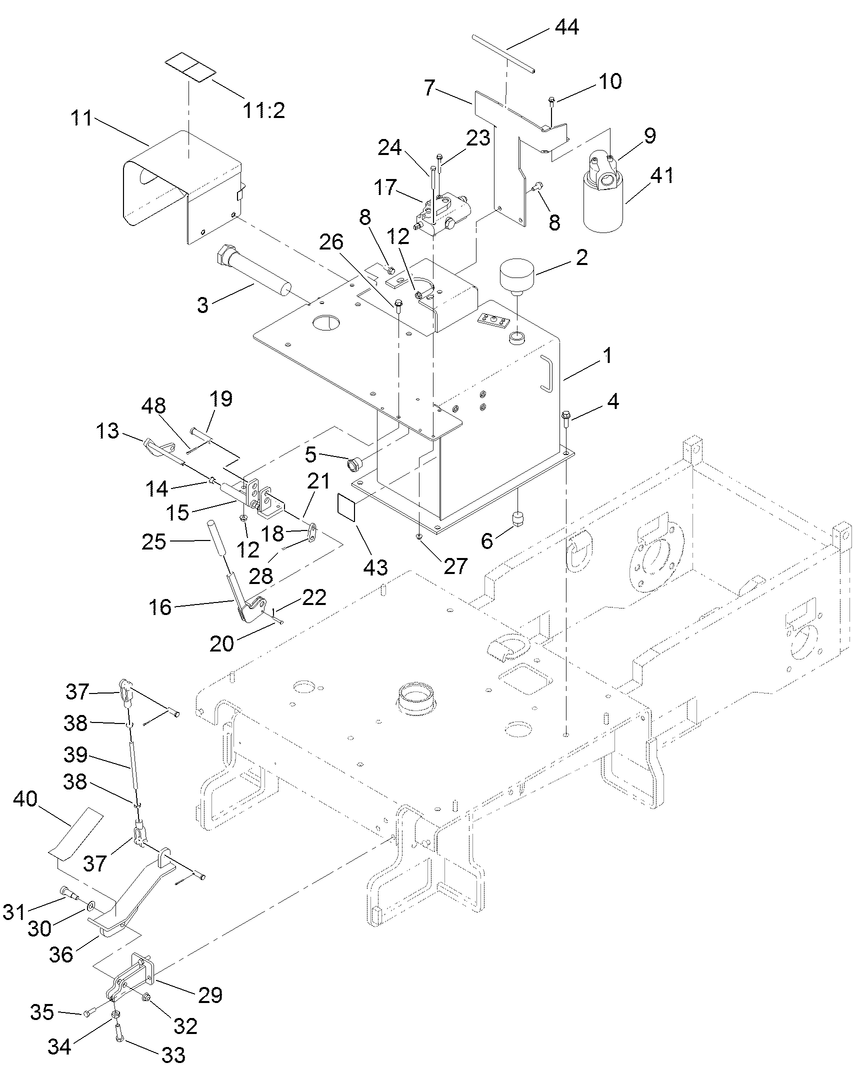 Hydraulic Tank and Dump Pedal Assembly