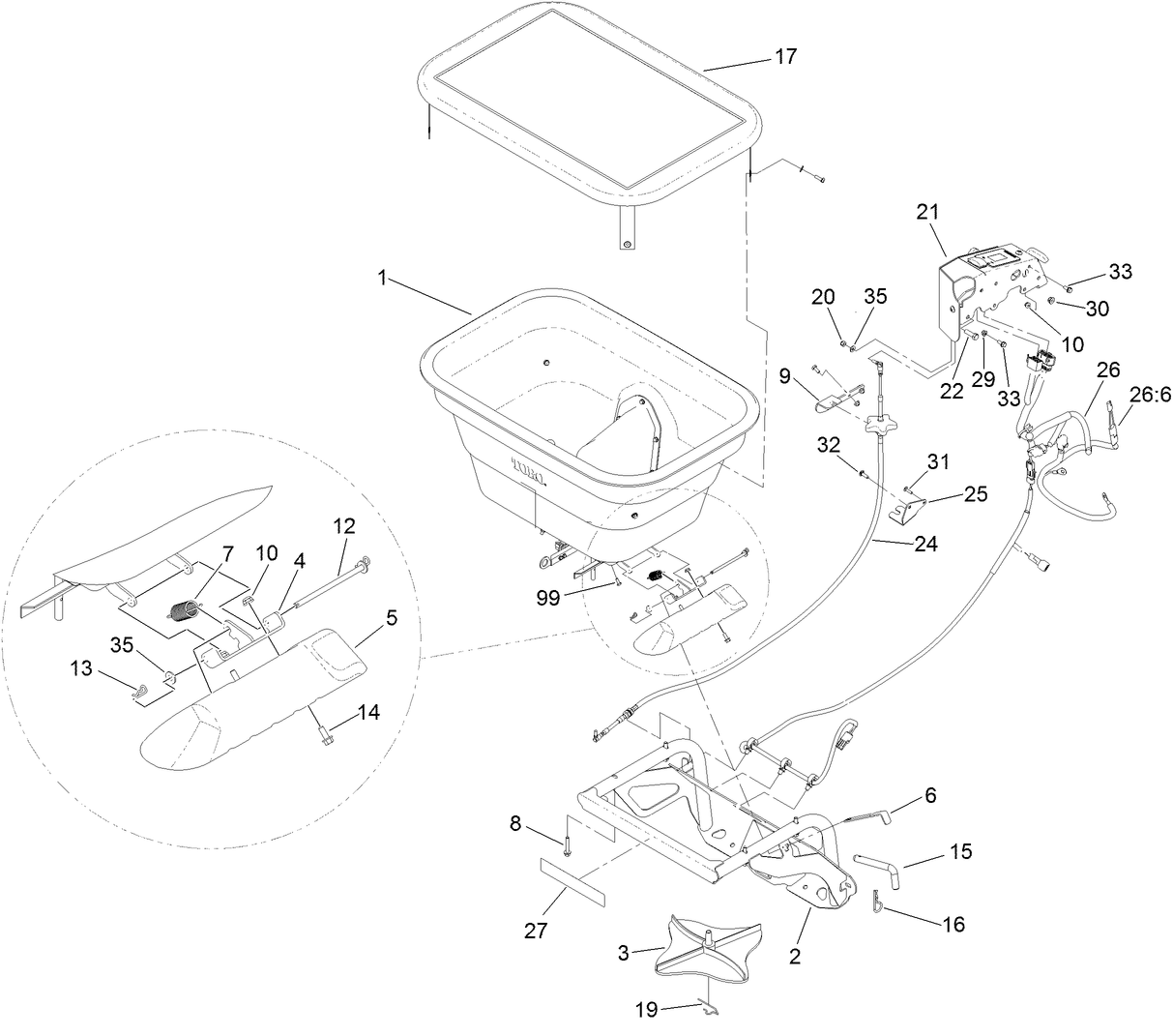 Spreader Hopper and Frame Assembly