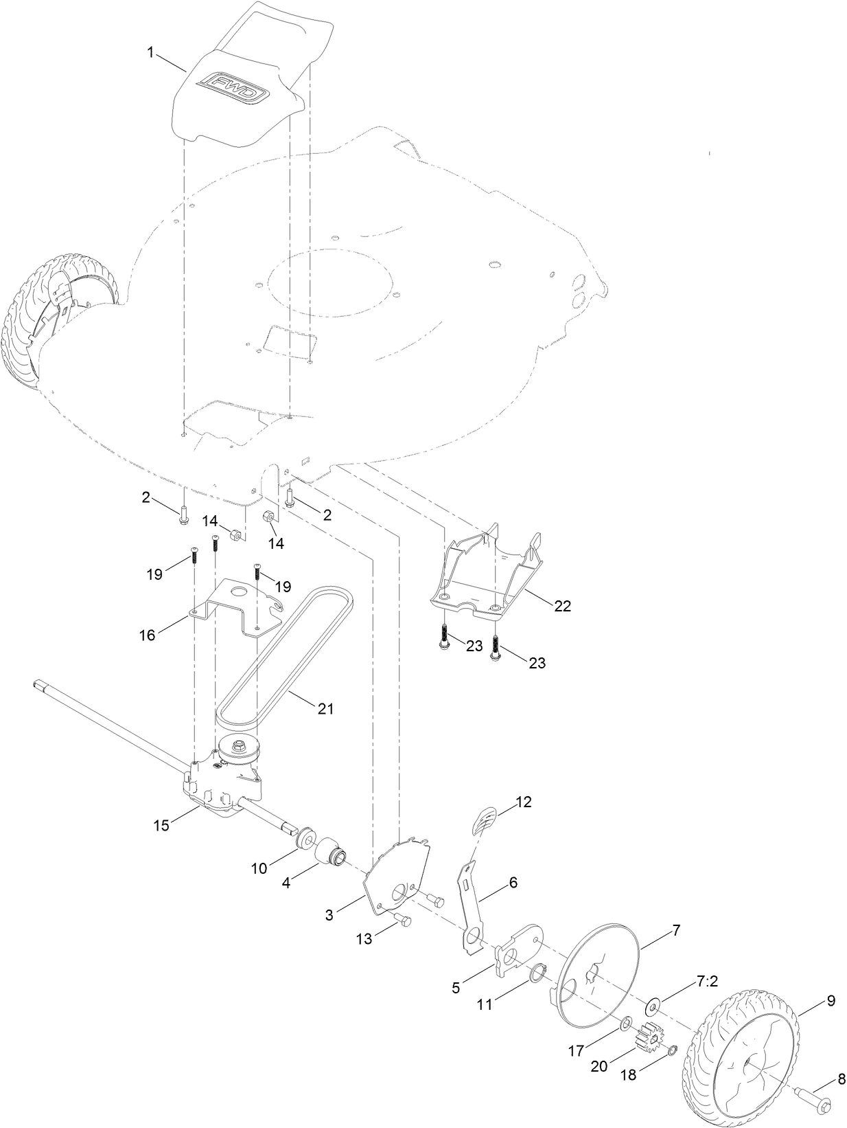Front Wheel and Height-of-Cut Assembly