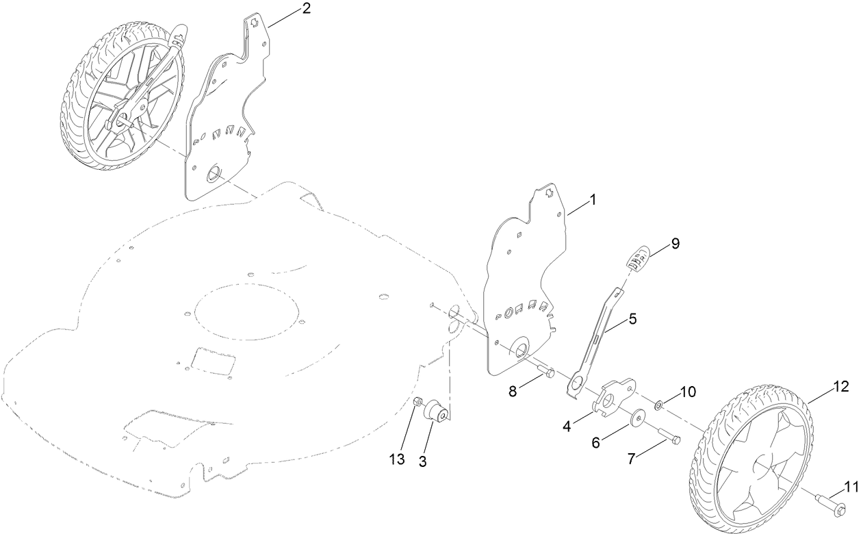 Rear Wheel and Height-of-Cut Assembly