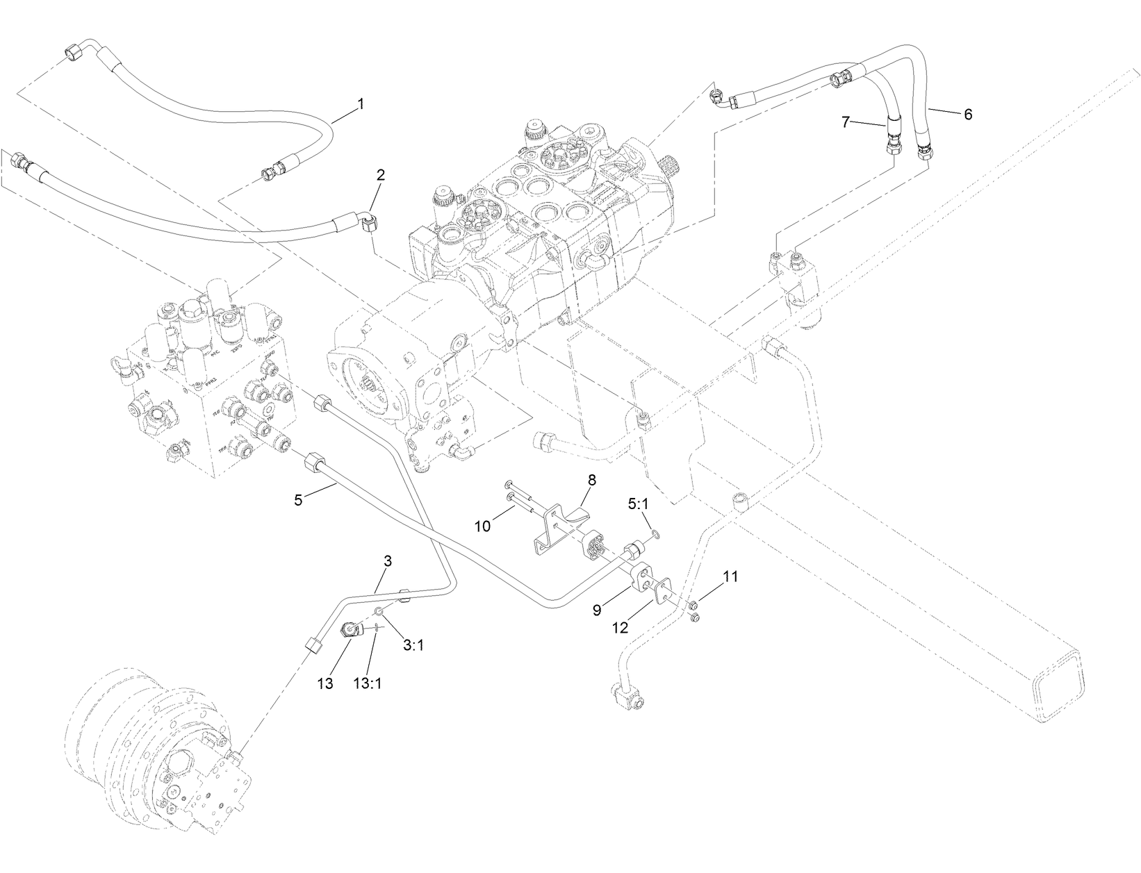 Traction Two Speed Hydraulic Hose Assembly