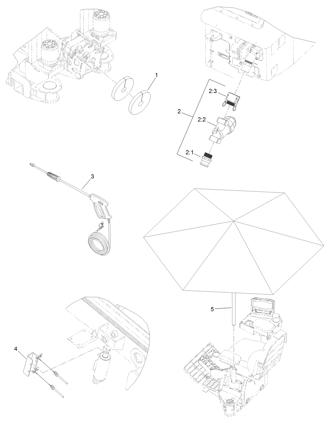 Wash Wand, Cylinder Lockout, Strainer  and Split Wiper Assembly