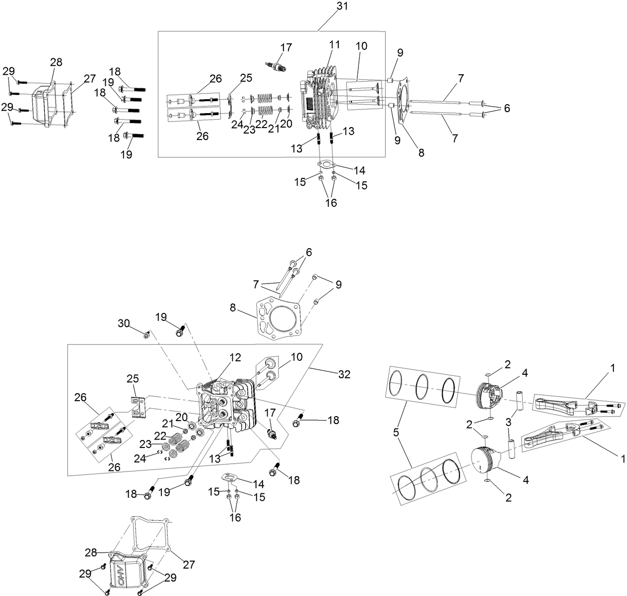 Piston and Cylinder Head Assembly