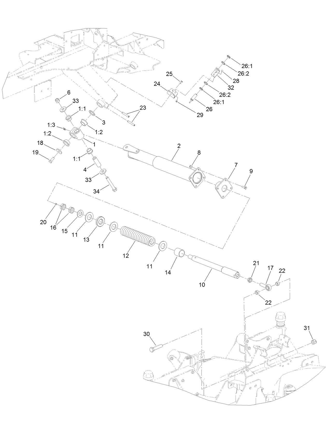 Right Hand Deck Impact Arm and Limit Switch Assembly