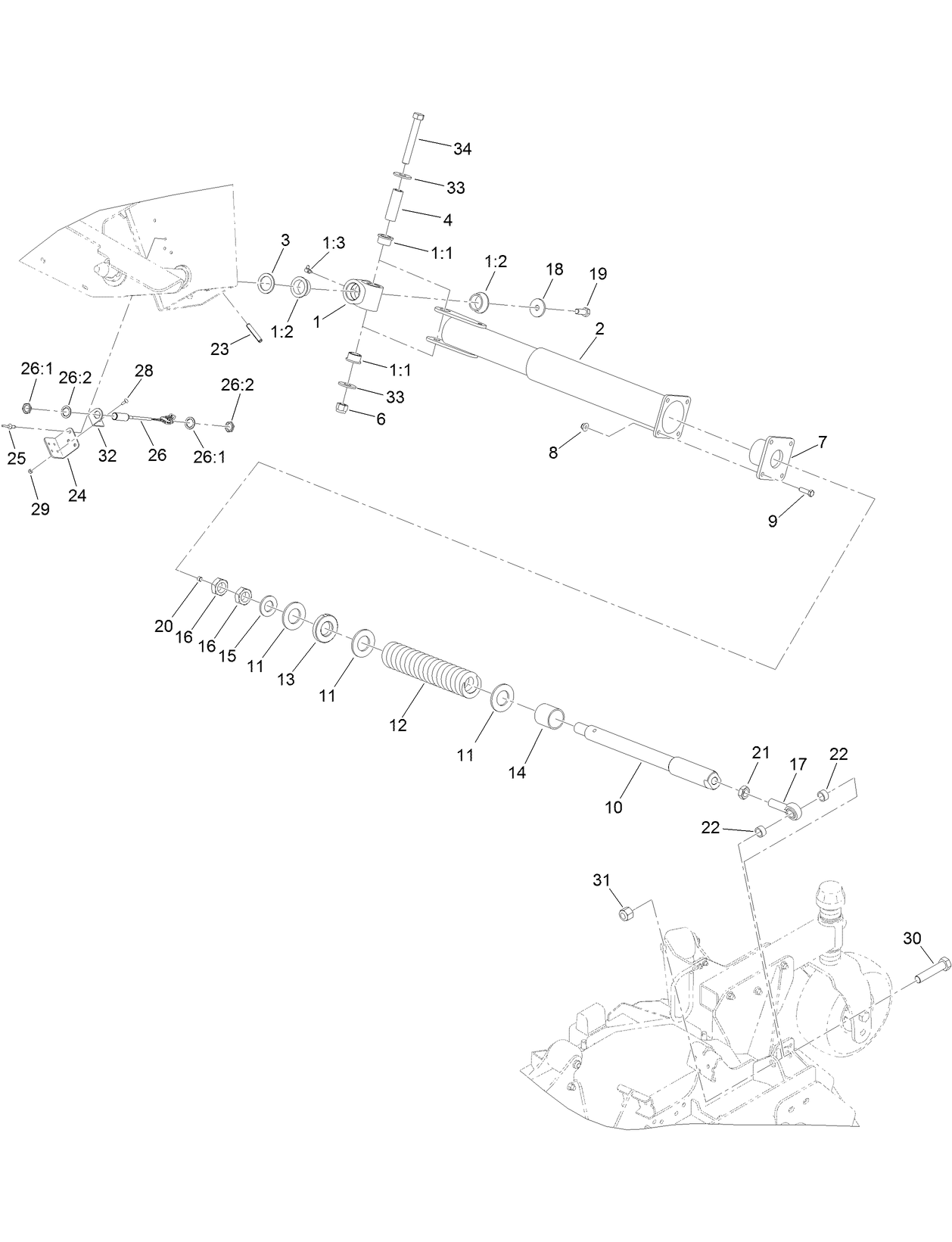 Left Hand Deck Impact Arm and Limit Switch Assembly