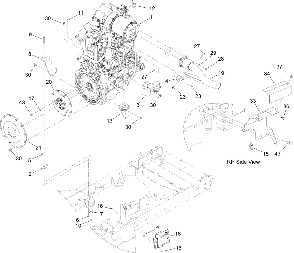 Engine and Mount Assembly