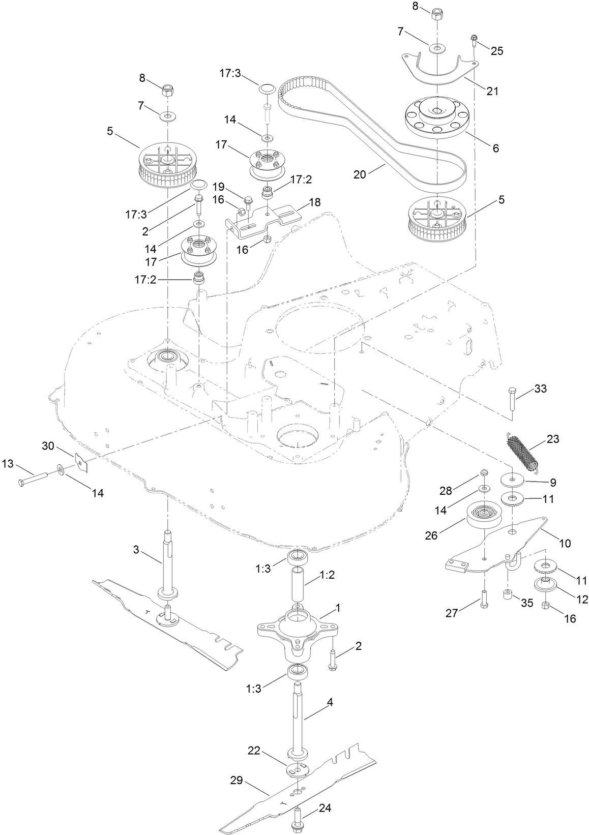 Belt, Spindle and Blade Assembly