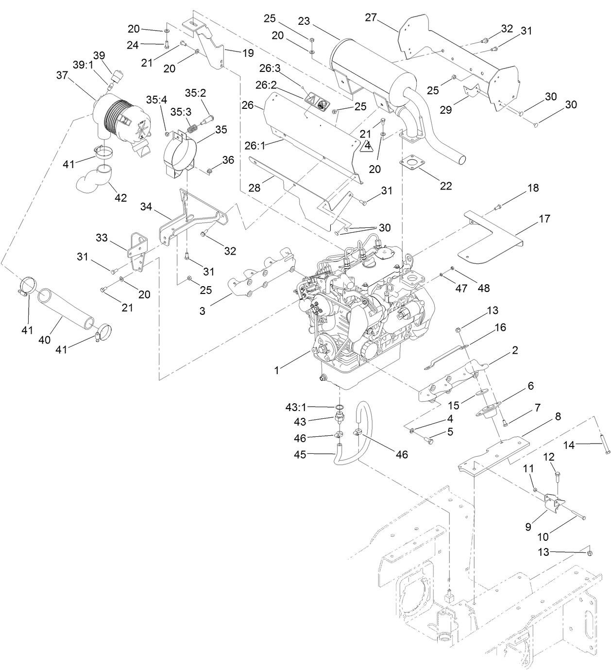 Engine, Muffler and Air Cleaner Assembly