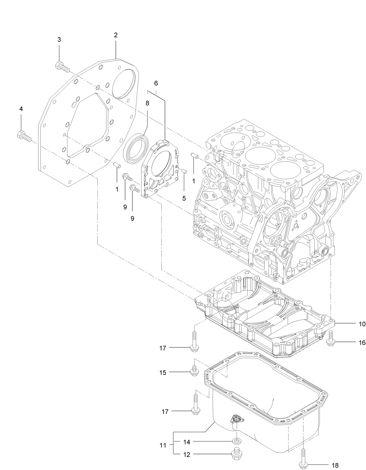 Flywheel Housing and Oil Sump Assembly