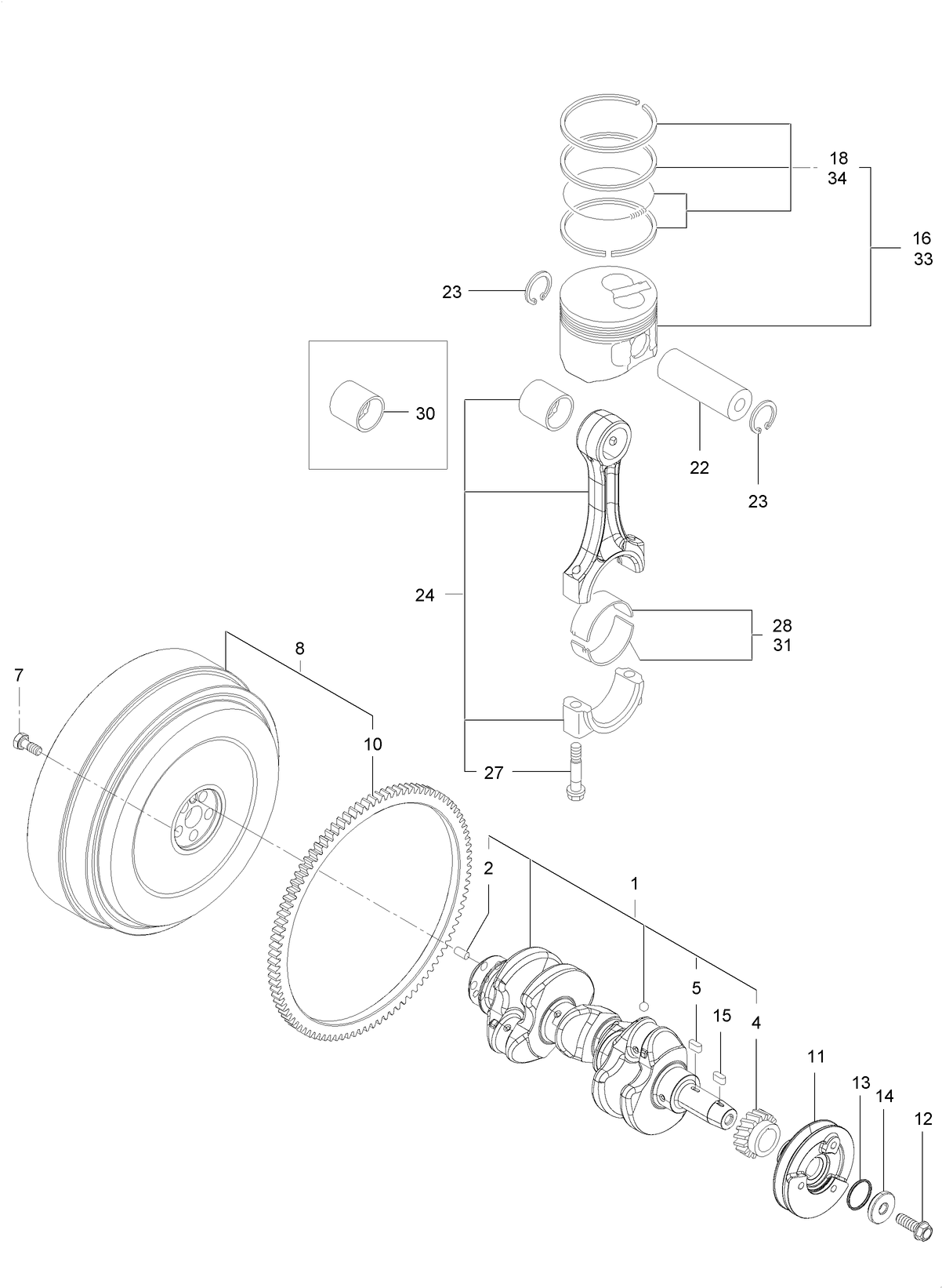 Crankshaft and Piston Assembly