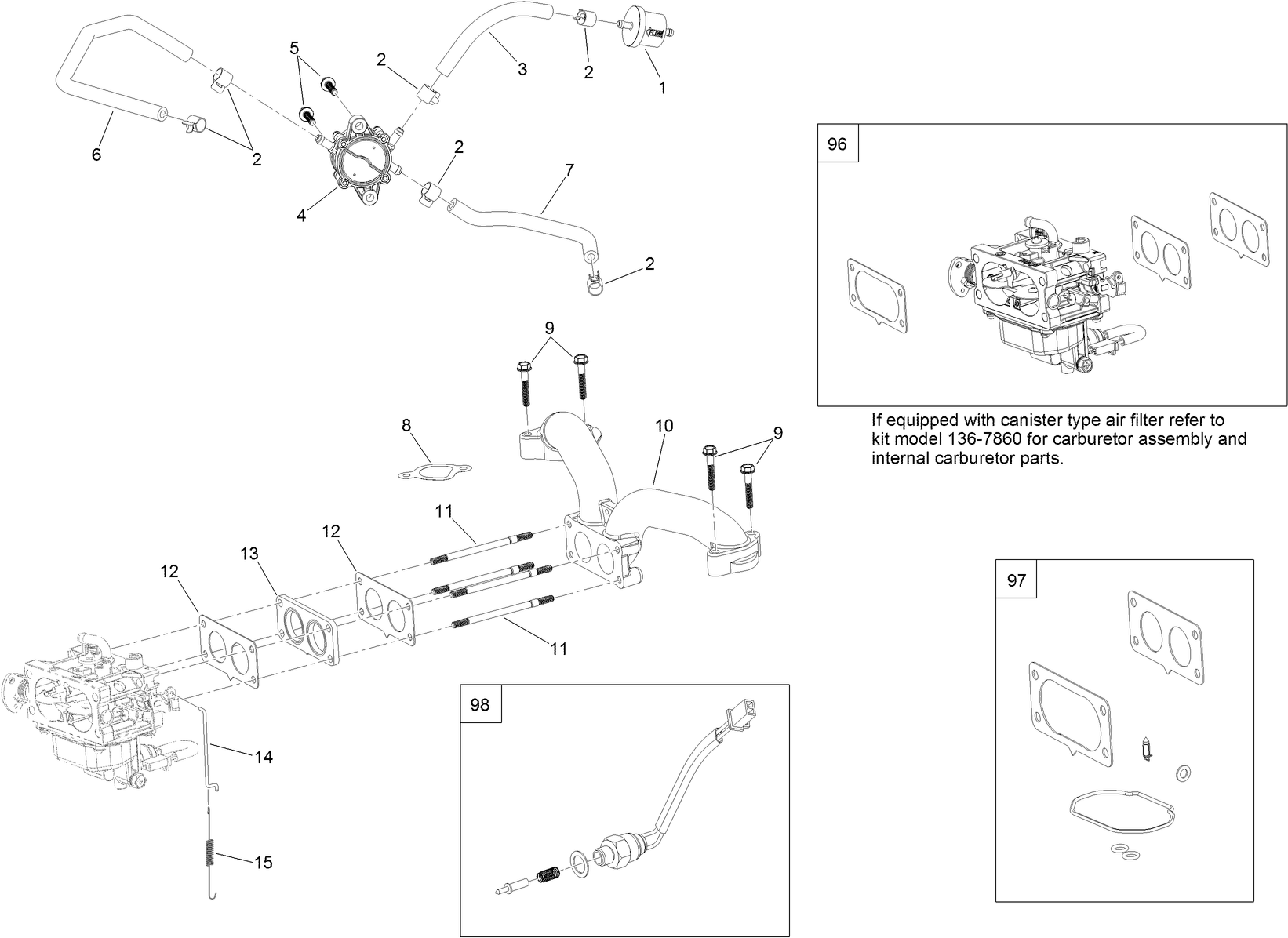 Fuel System Assembly with Non-Canister Style Air Filter