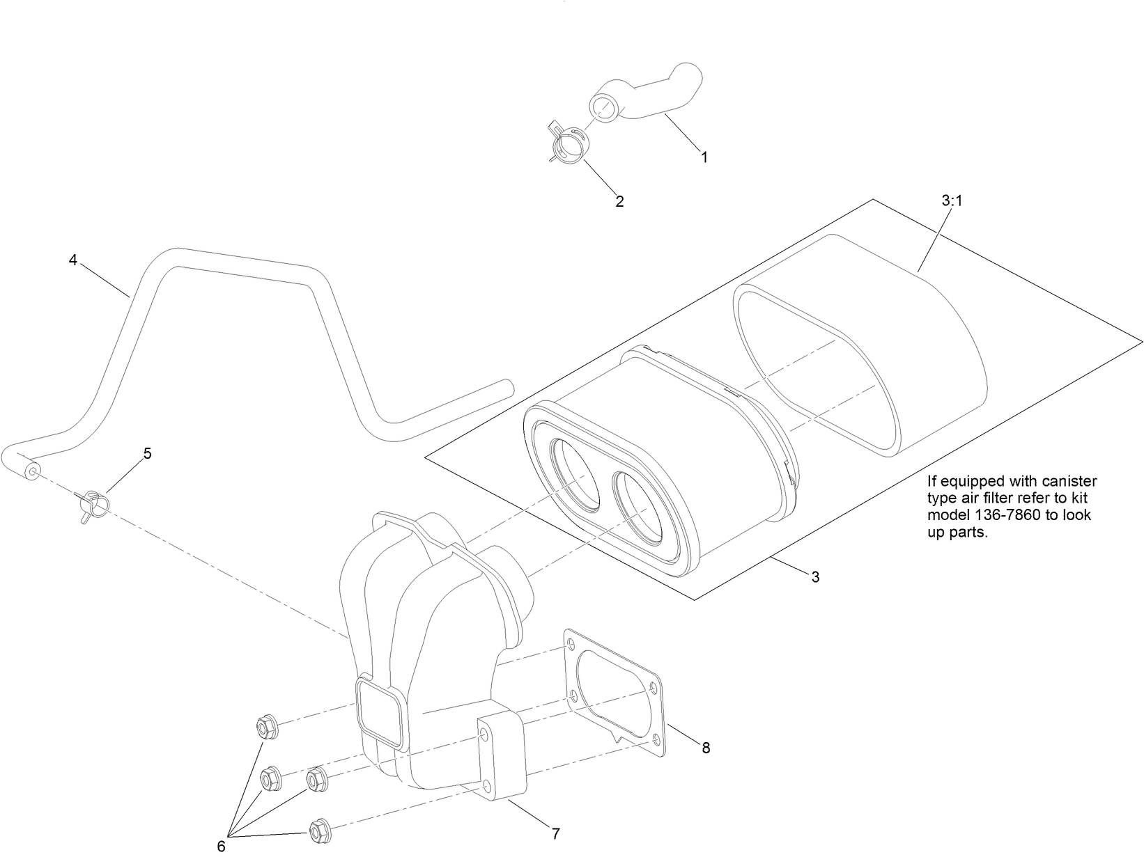 Air Intake and Filtration Assembly  with Non-Canister Style Air Filter