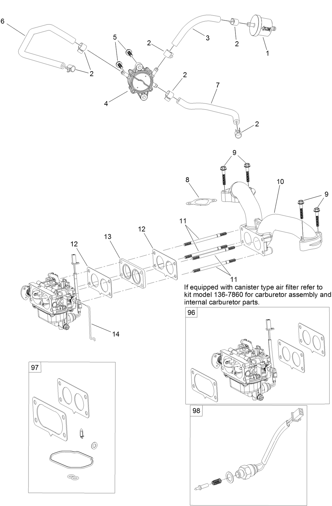Fuel System Assembly  with Non-Canister Style Air Filter