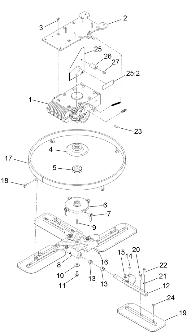36 Inch Rotating Ring, Blade and Gearbox Assembly