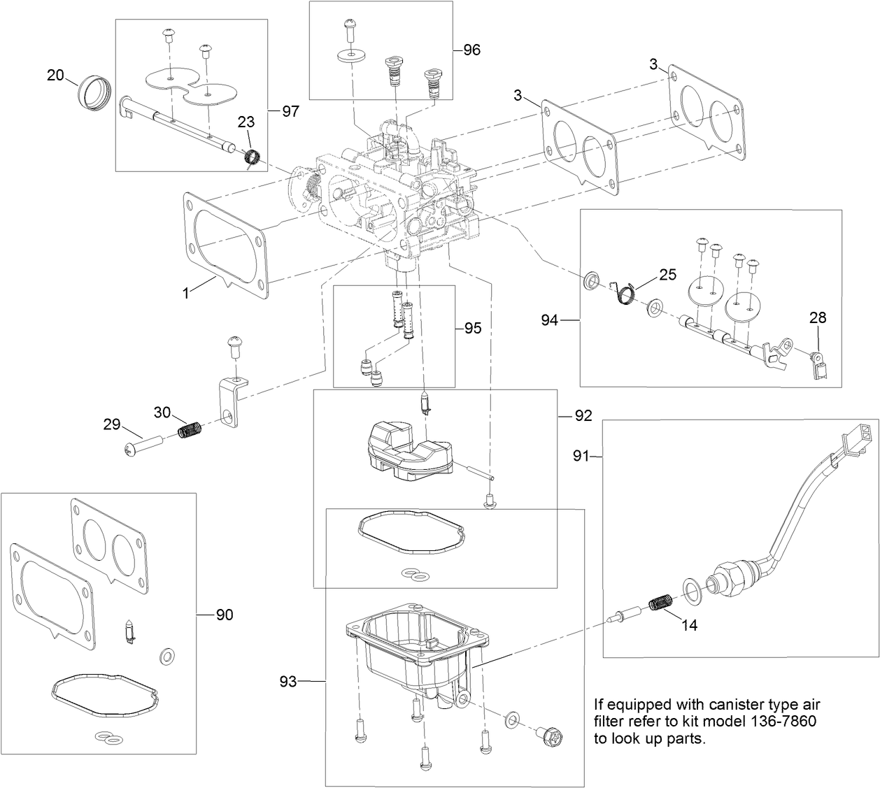 Carburetor Assembly  with Non-Canister Style Air Filter