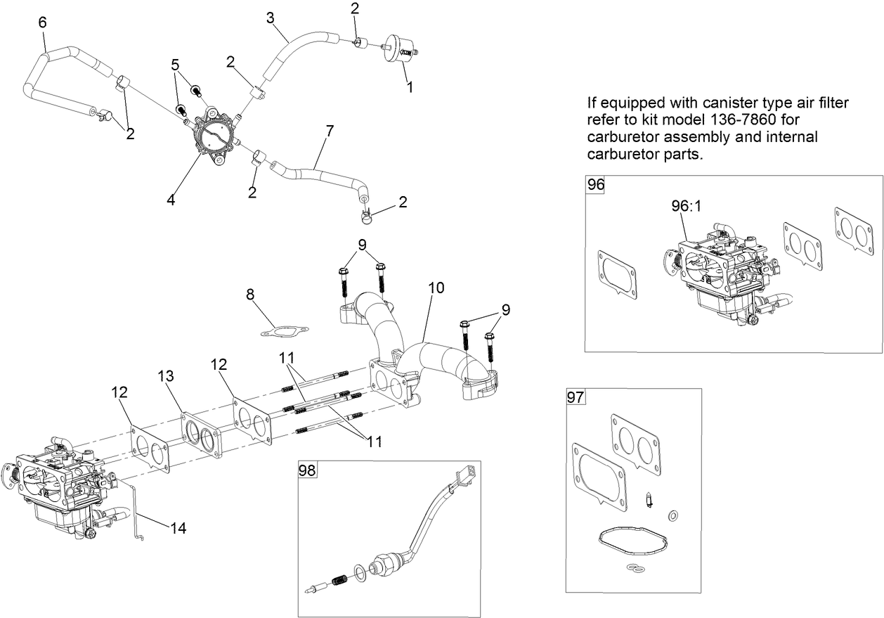 Fuel System Assembly with Non-Canister Style Air Filter