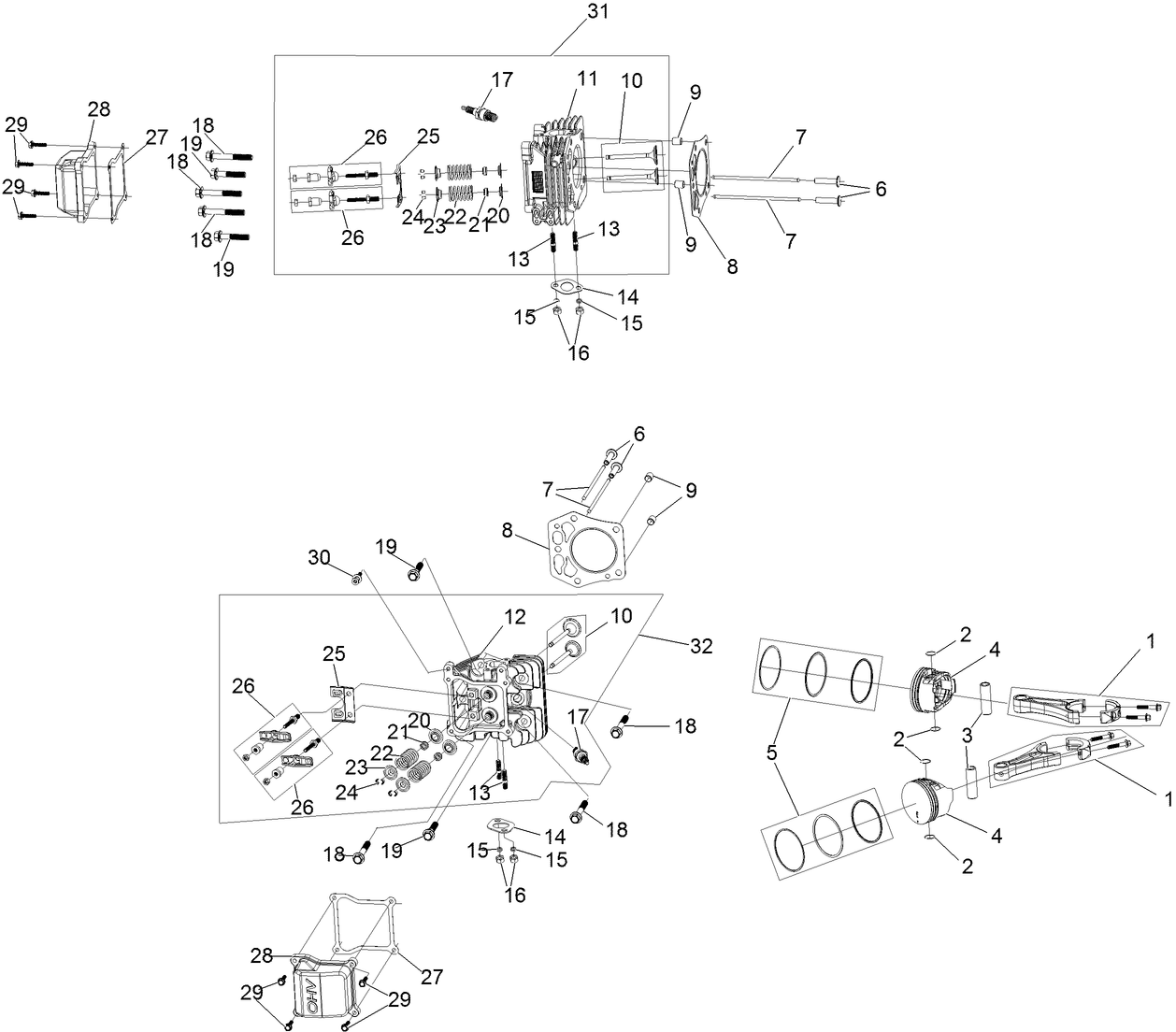 Piston and Cylinder Head Assembly