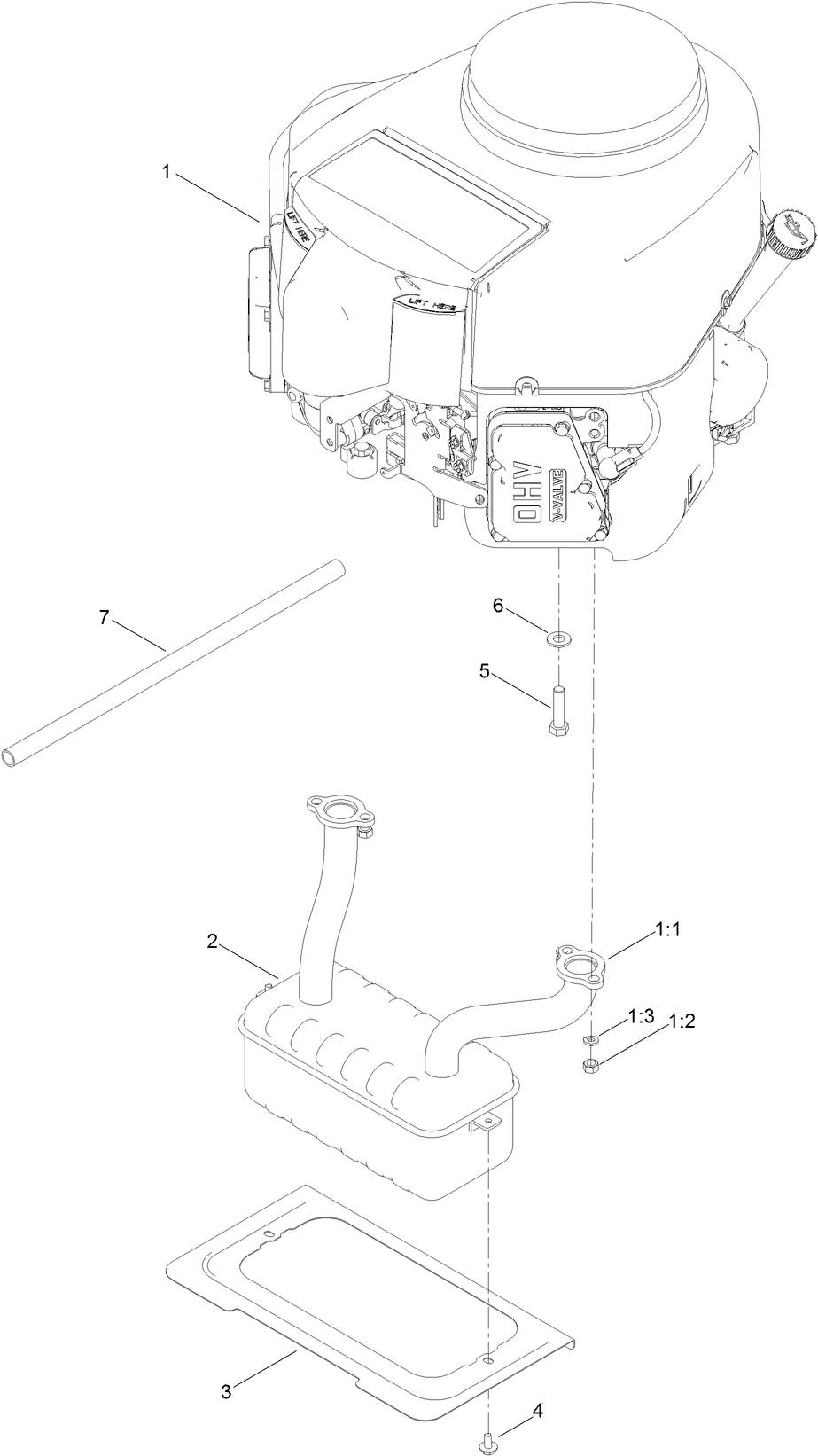 Engine and Muffler Assembly