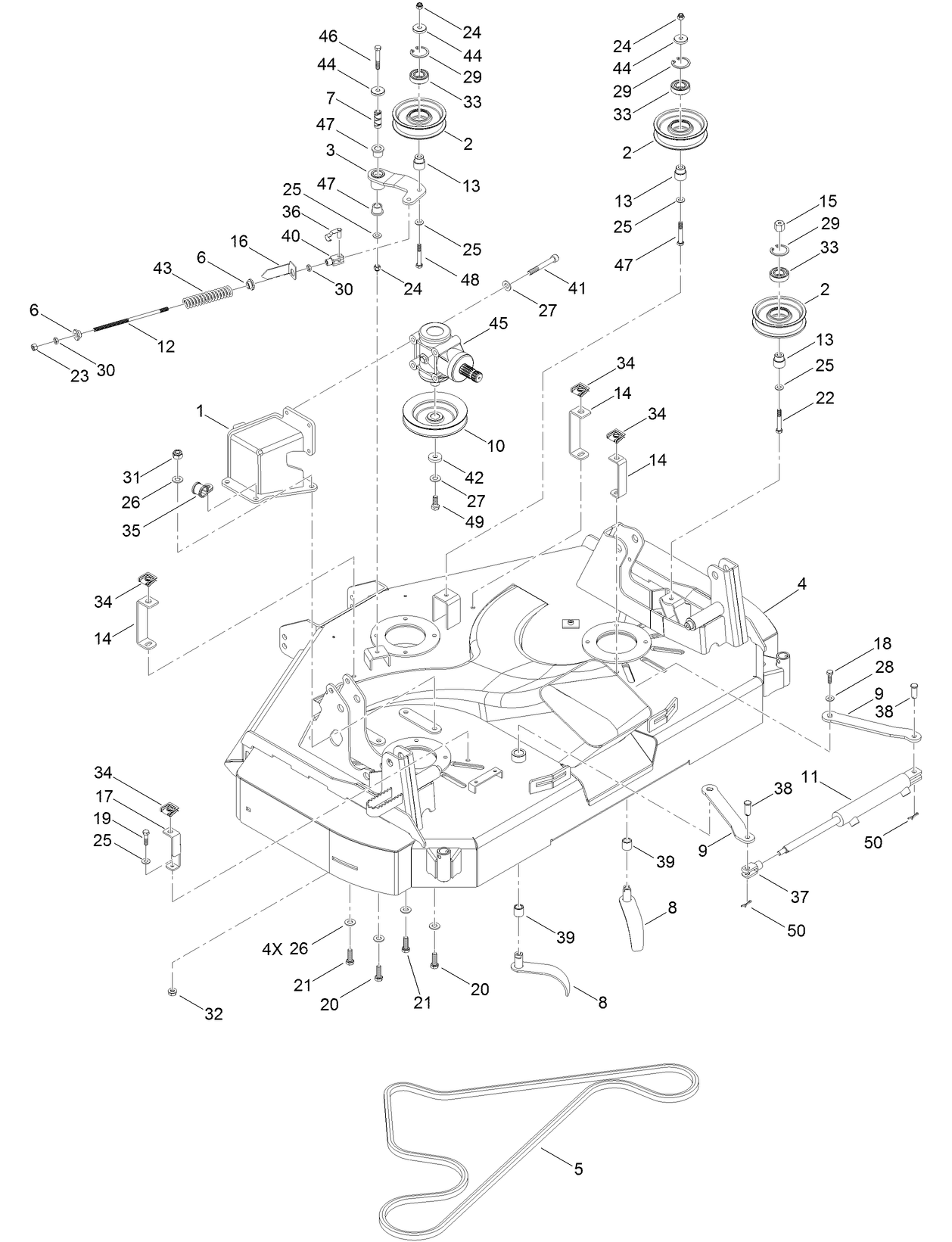 132 cm Cutting Deck Belt and Idlers Assembly