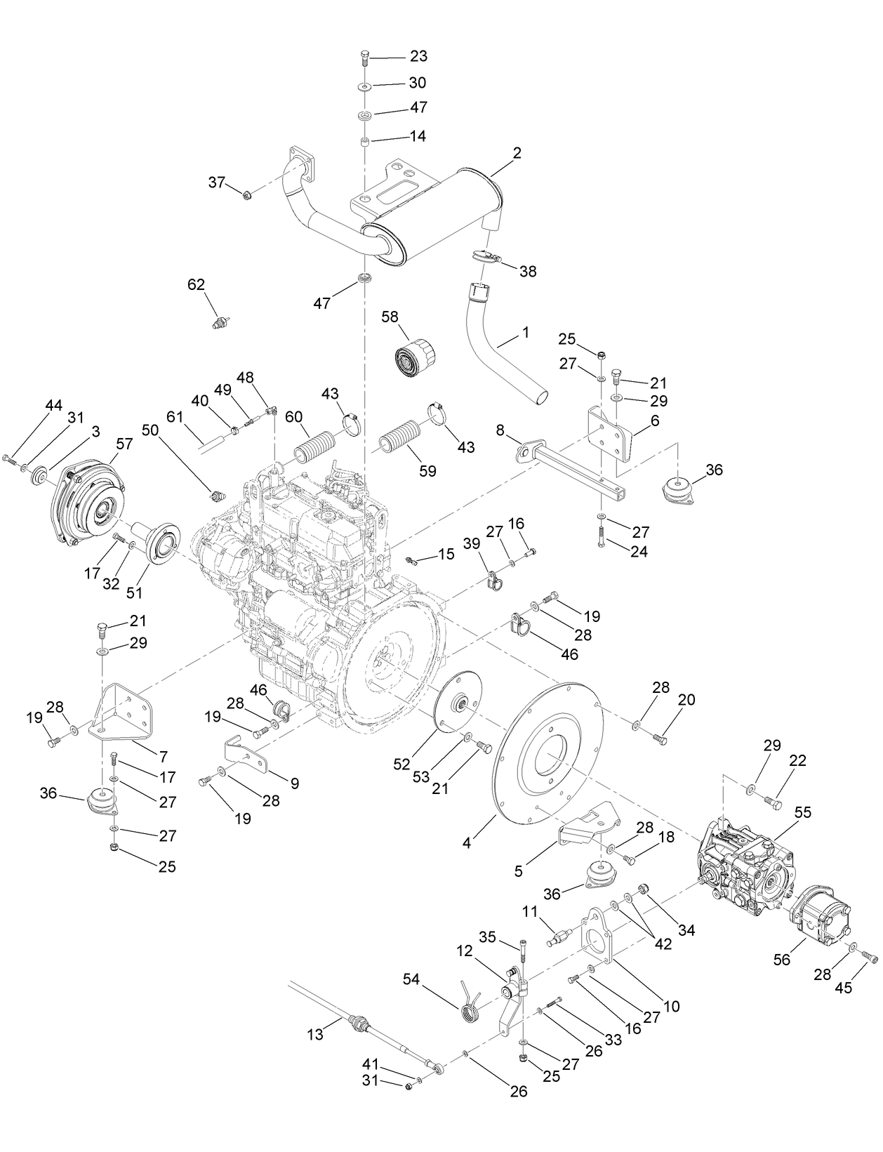 Engine, Pump and Friction Assembly