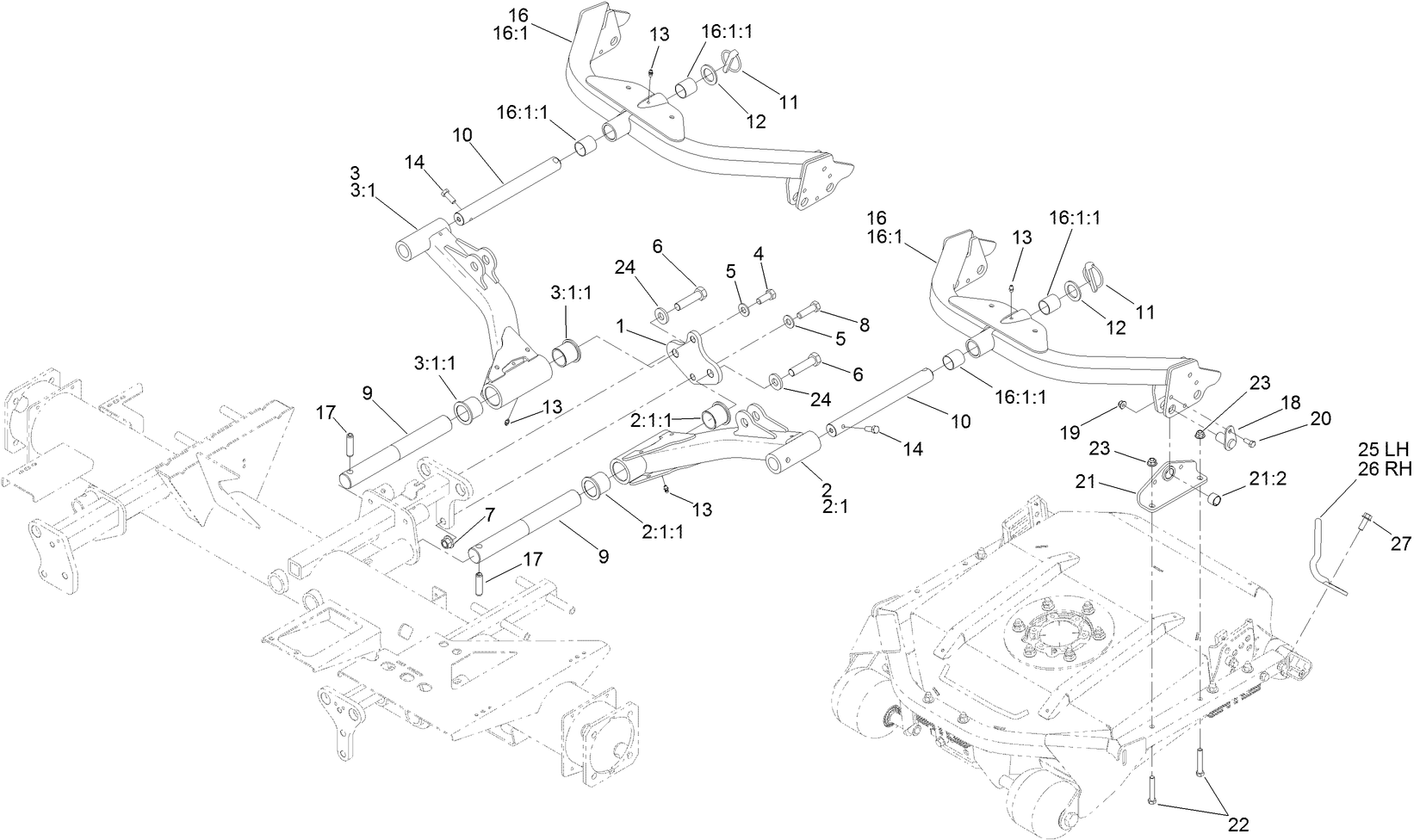 No. 2 and 3 Lift Arm and Deck Assembly