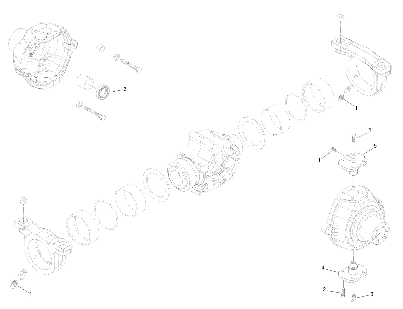 Front Axle  Swivel Housings and Trunnions Assembly