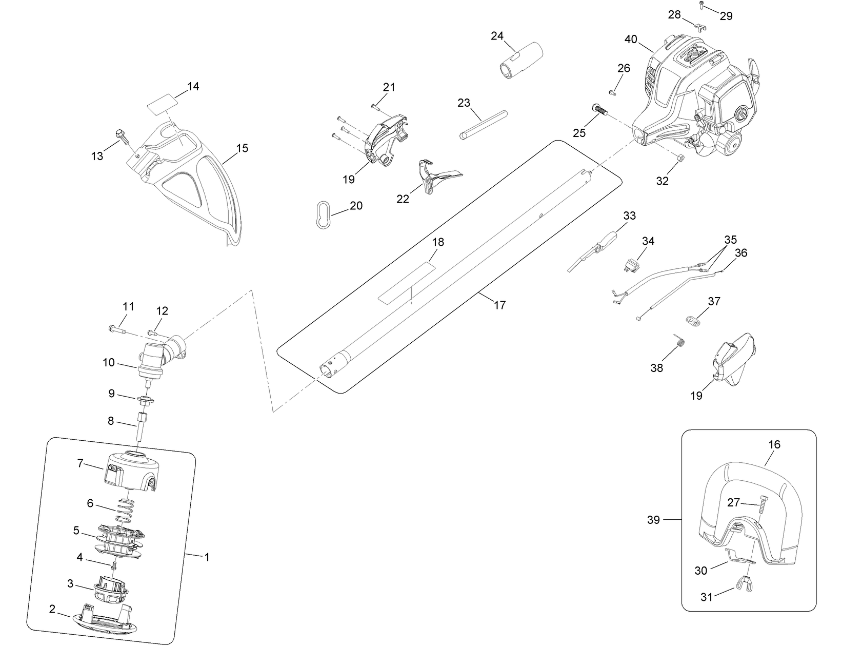 18in Straight Shaft Gas Trimmer Assembly