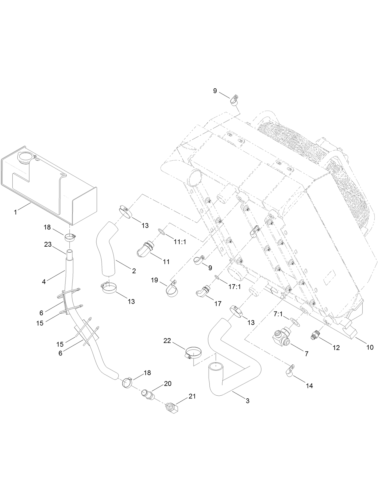 Coolant Recovery Tank and Plumbing Assembly