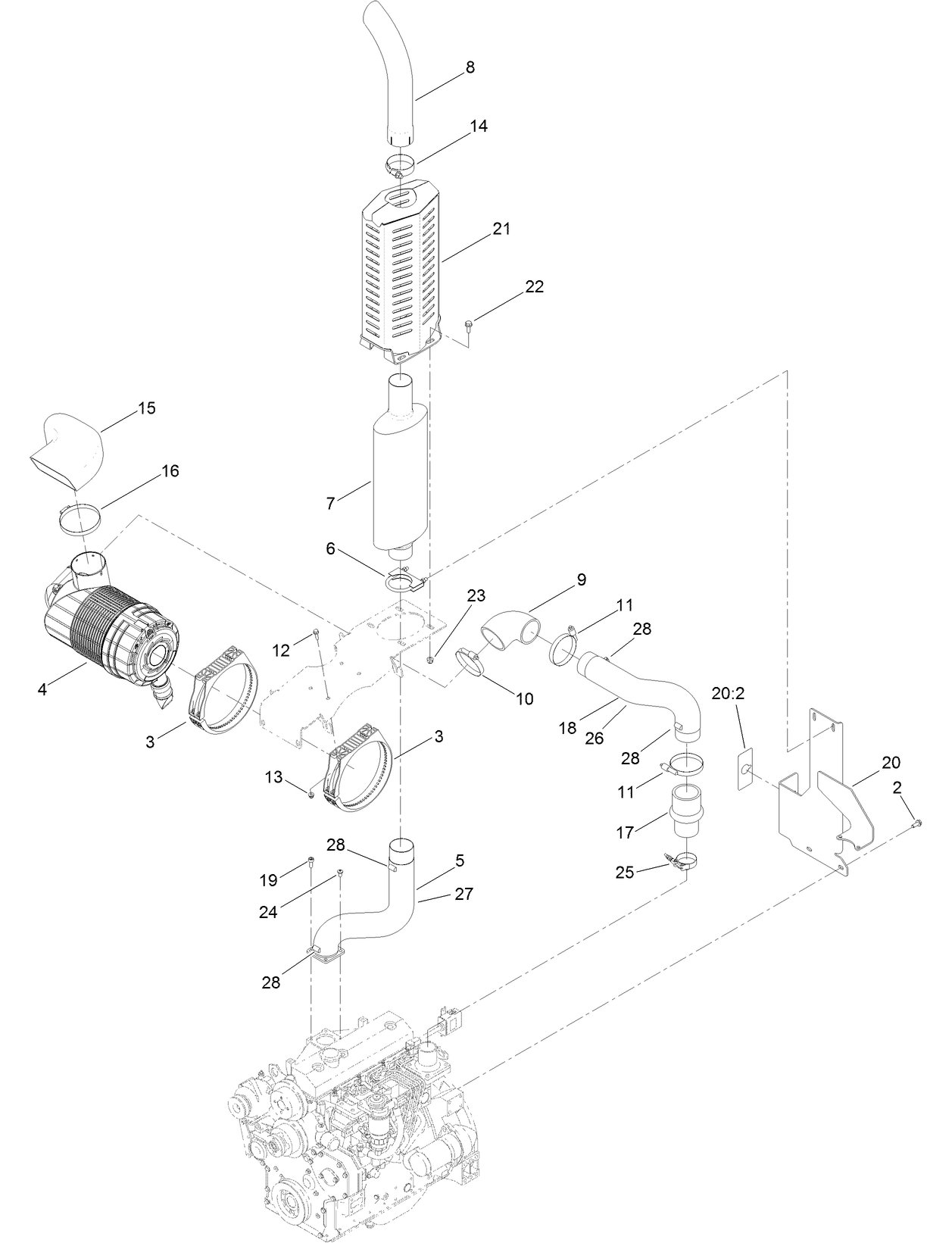 Air Cleaner and Exhaust Assembly