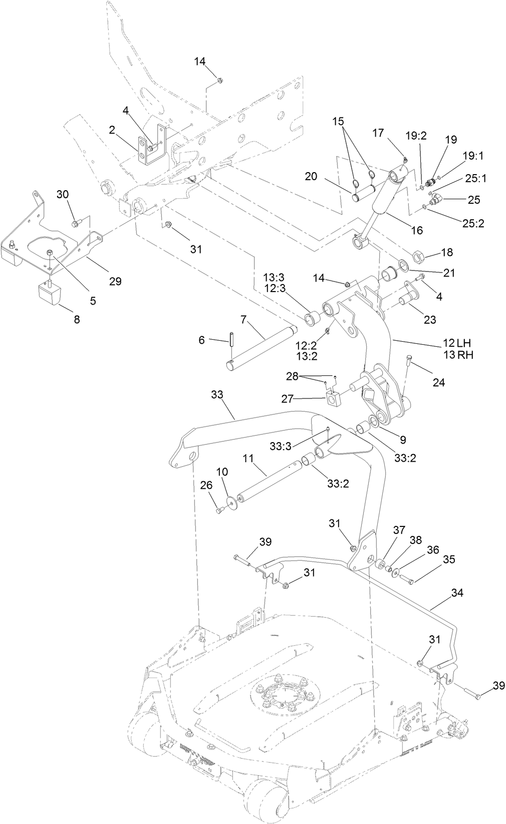 No. 2 and 3 Lift Arm and Deck Assembly