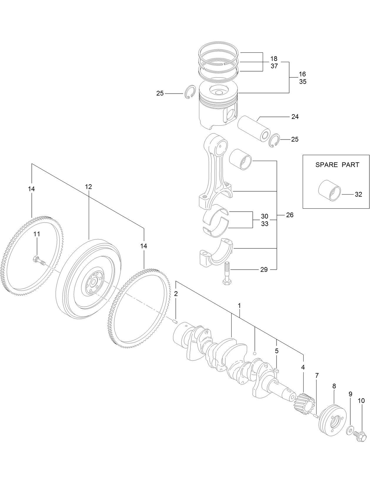 Crankshaft and Piston Assembly
