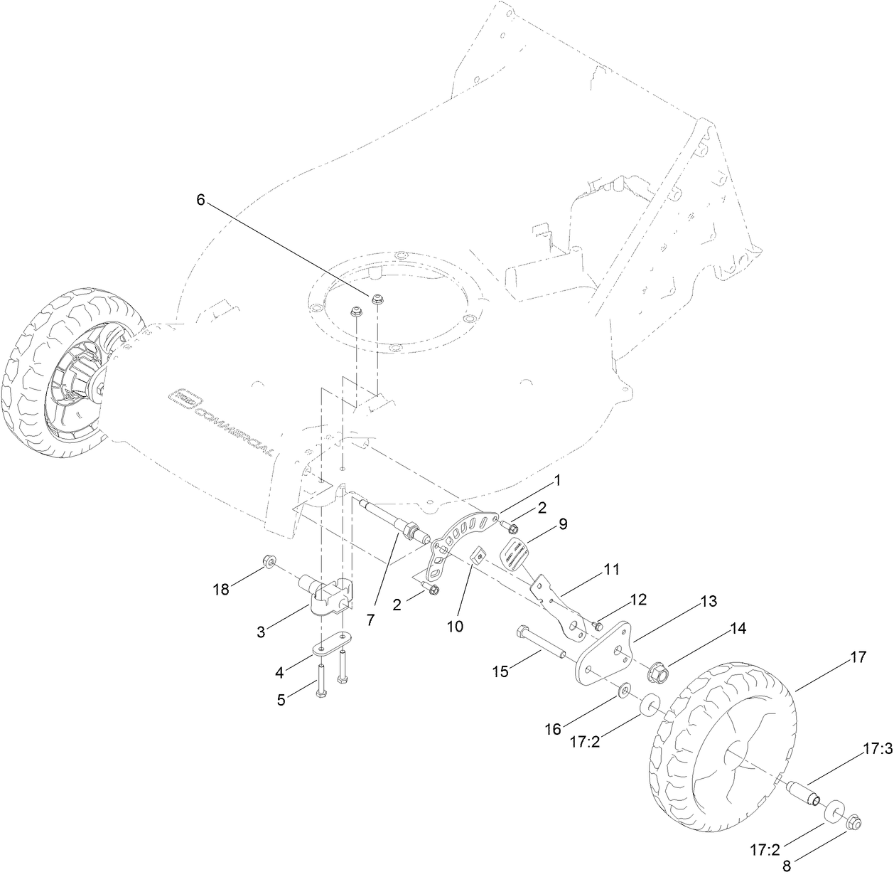 Front Wheel and Height-of-Cut Assembly
