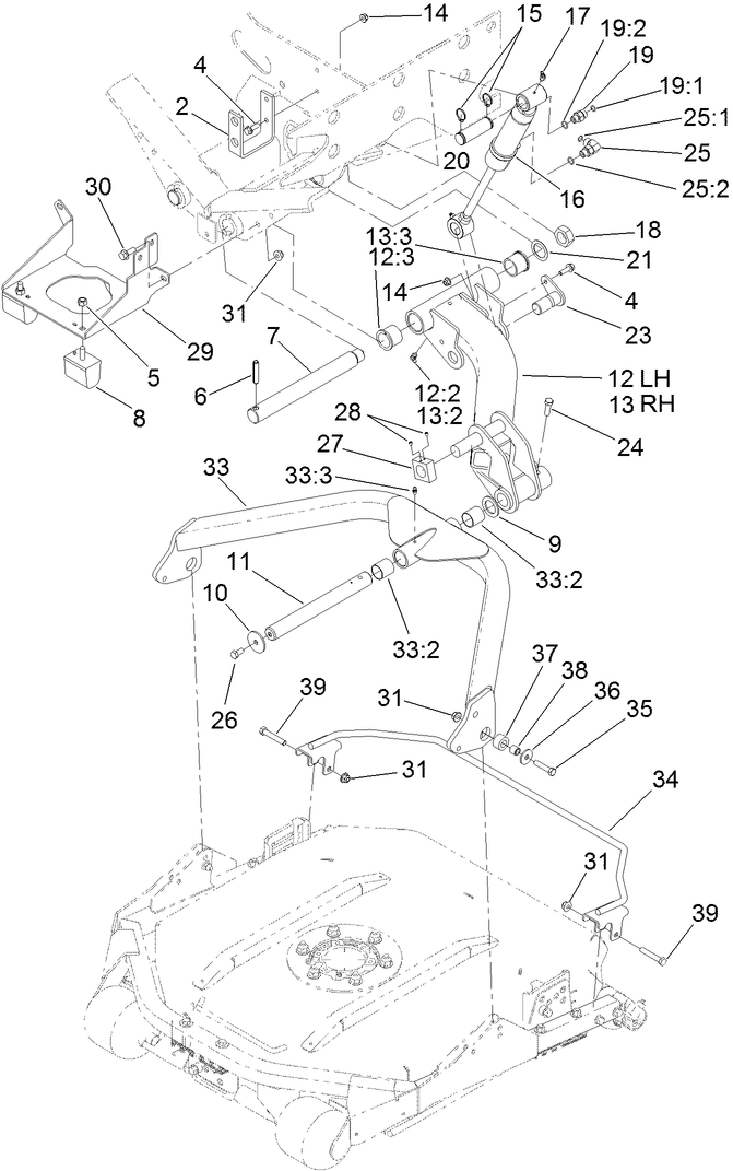 No. 2 and 3 Lift Arm and Deck Assembly